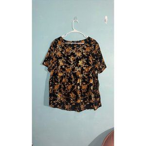 Womens gold and black floral blouse